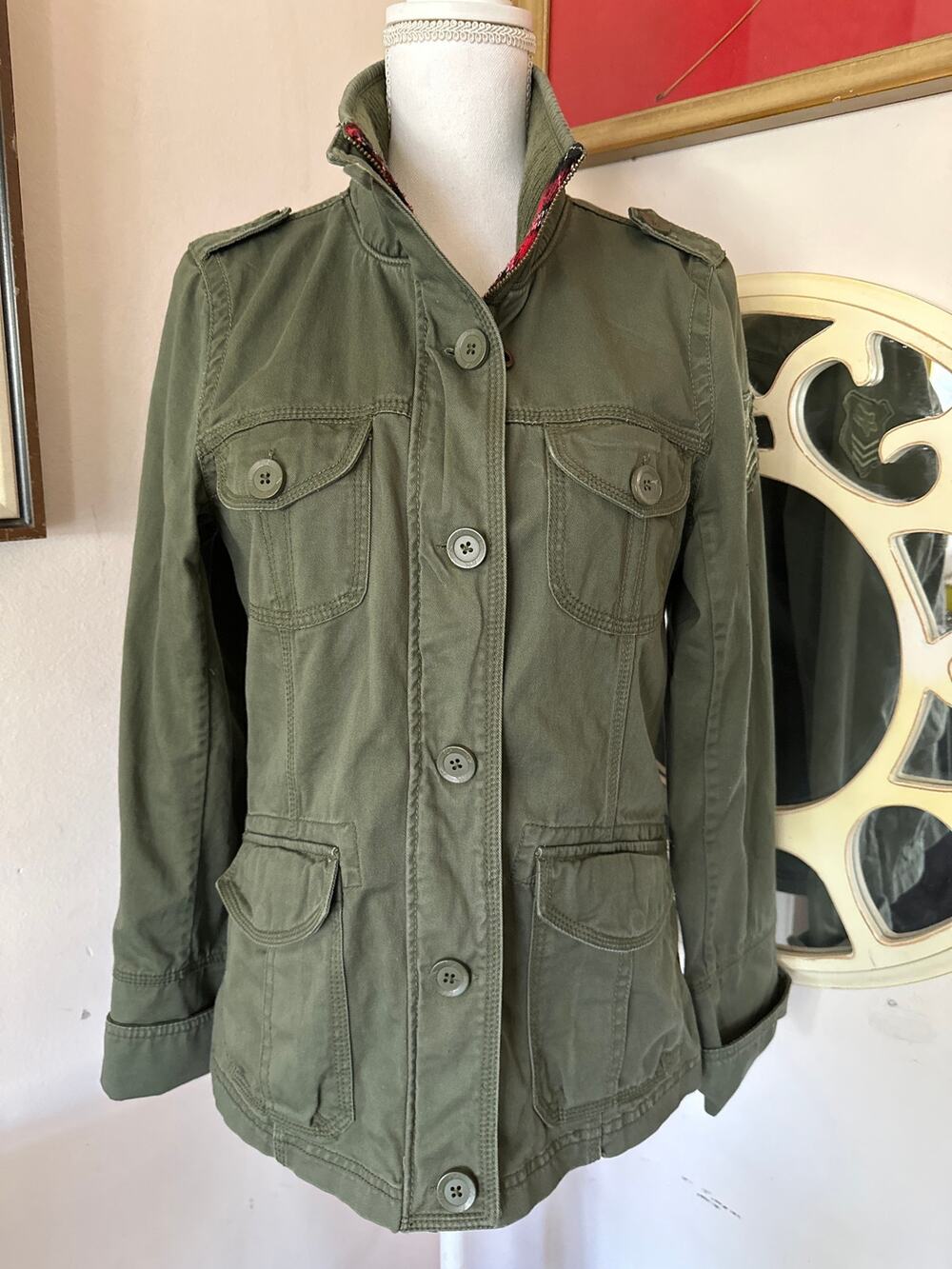 Fox Moto Military Green Cargo Jacket Size Large Motorcycle